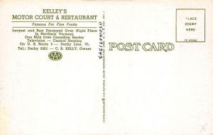 Derby Line VT Kelly's Restaurant Gulf Gas Station Old Cars Postcard