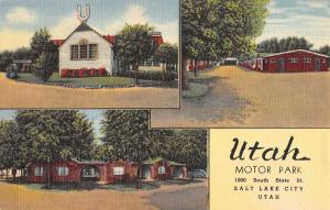 Salt Lake City Utah Motor Park Multiview Linen Antique Postcard K35113