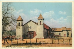 Old Mission Church, Santa Cruz, New Mexico Vintage Fred Harvey Postcard