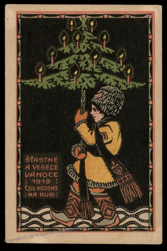 Czech Legion in Russia WWI Christmas Patriotic Card 90331