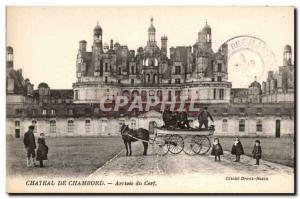 Chateau de Chambord Old Postcard Arrival of deer (hunting hunters)