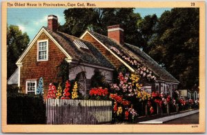 Cape Cod Massachusetts MA, The Oldest House in Provincetown, Vintage Postcard