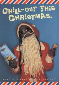 African Christmas Santa Claus Eating Tortilla Chips Greetings Postcard