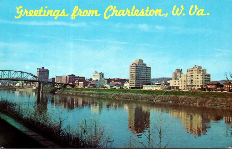 West Virginia Charleston Greetings Showing Kanawha River