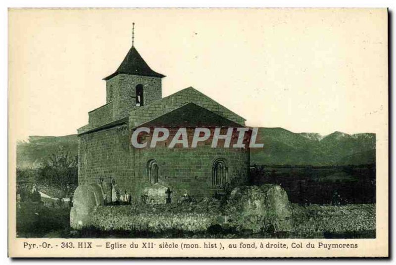 Postcard Old Hix Church in Fond Right neck Puymorens