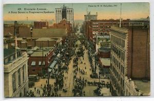 Riverside Avenue Aerial View Spokane Washington 1924 postcard