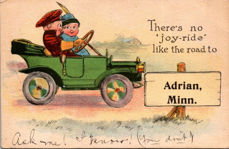 Minnesota Adrian With Kids In Car Joyriding 1913