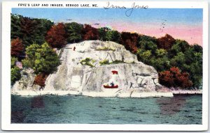 VINTAGE POSTCARD FRYE'S LEAP AND ENGRAVED LEAP AT SEBAGO LAKE MAINE POSTED 1937