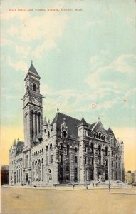 DETROIT MICHIGAN~POST OFFICE & FEDERAL COURTS~1910s POSTCARD