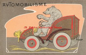 Advertising Postcard, Automobilisme, Polar Bear Driving Early Auto, Art Nouveau