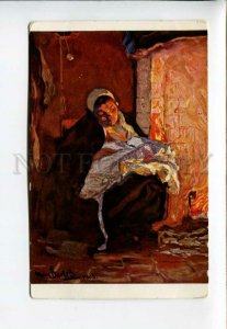 3158005 Illuminated Woman Near Fire by BARTELS vintage JUGEND