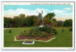 1937 Elk's Memorial Riverside Cemetery Grave Yard Marshalltown Iowa IA Postcard