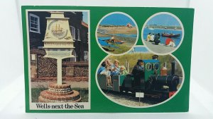 Vintage Postcard Wells Next The Sea Multiview Miniature Train 1983