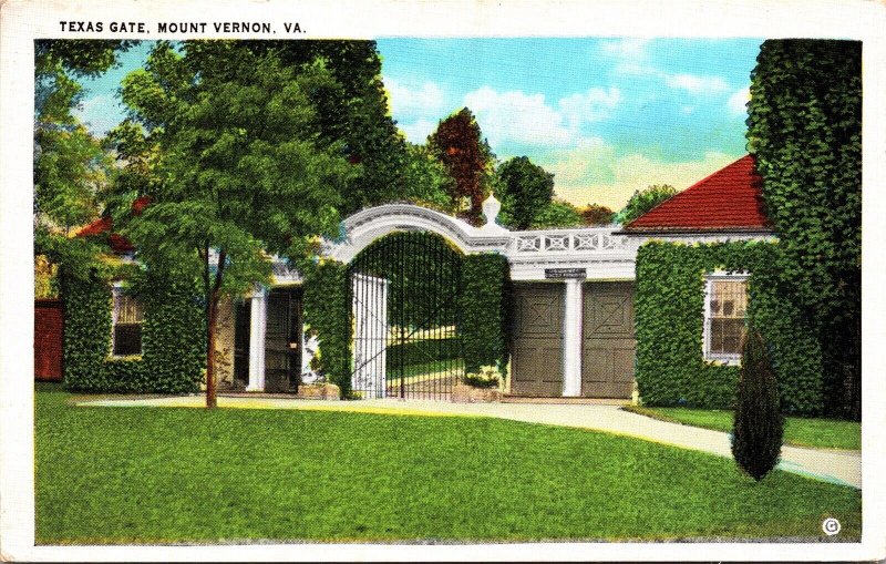 Texas Gate Mount Vernon Virginia Va Wob Note Natural Bridge Va Cancel Postcard 