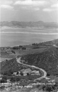 Lake Elsinore California~Ortega Highway along Hillside~Farm Land~1950s RPPC