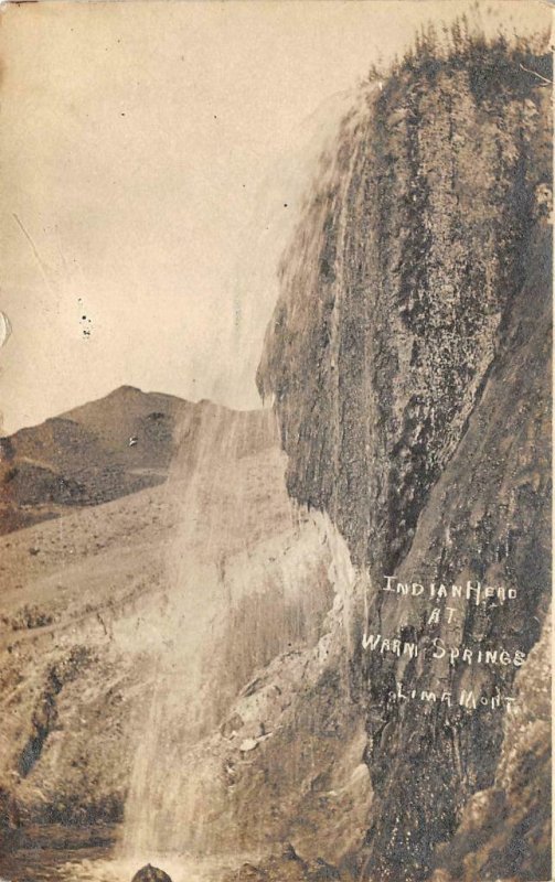 RPPC Indian Head At Warm Springs, Lima, Montana 1908 Vintage Postcard