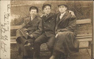 Young Men Buddies on Bench in Schenley Park By City Pond Pittsburgh? RPPC