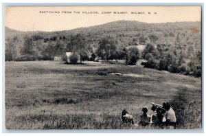 1958 View Of Sketching From The Hillside Camp Wilmot Danbury NH Vintage Postcard