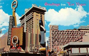 HOTELS MINT & FREMONT Las Vegas, NV Fremont St. c1960s Chrome Vintage Postcard