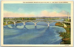 Postcard - Government Bridge Between Moline, Illinois and Rock Island Arsenal 