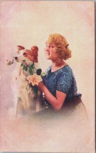 Victorian Women With Her Dog Vintage Postcard C073