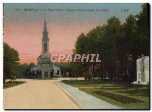 Old Postcard Deauville flowered beach l & # 39eglise and the war memorial