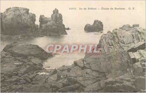 Old Postcard Island Brehat Rocks Study