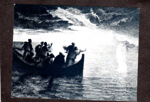 Life of Jesus Art Messenger Catholic Bible Postcard 1952 Walking on Water