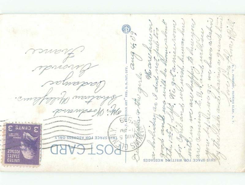 Linen WATERFALL SCENE Montour Falls - Near Elmira & Ithica New York NY E4567