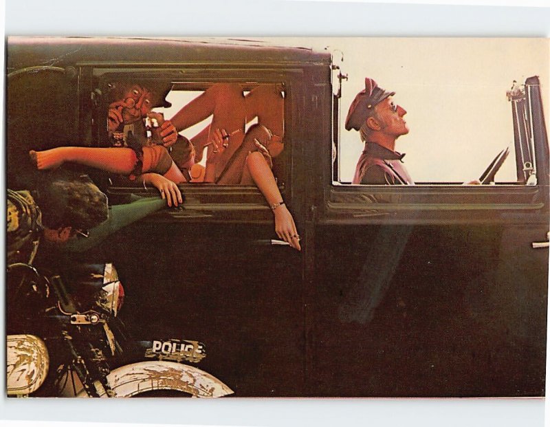 Postcard Men looking at the vehicle with Women Scene