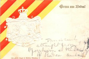 Lot143  gruss aus baden germany coat of arms embossed
