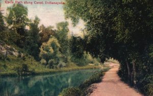 Vintage Postcard 1910 Cycle Path along Canal Indianapolis IN Indiana
