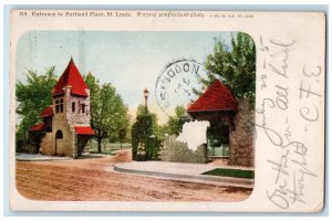 1905 View Of Entrance To Portland Place St. Louis Missouri MO Antique Postcard 