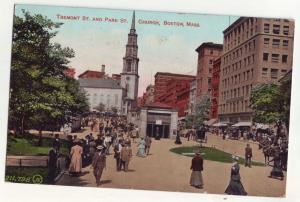 P778 1910 tremont st & park st church many people boston mass