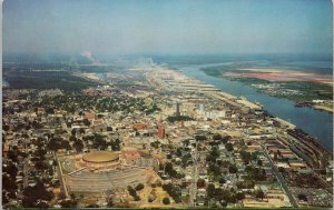 Mobile Alabama Aerial looking North Auditorium Deep South Vintage Postcard H15