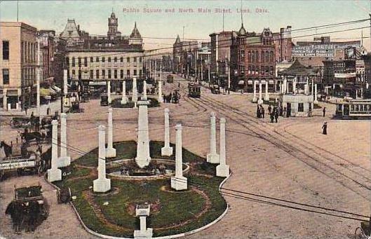 Ohio Lima Public Square & North Main Street 1911