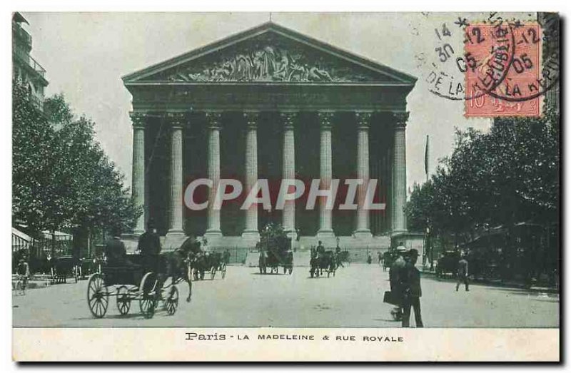 Old Postcard Paris Madeleine and Rue Royale