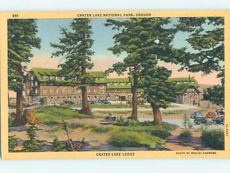 Unused Linen LODGE SCENE Crater Lake National Park Oregon OR J7371