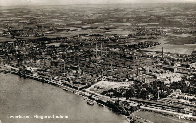 Germany Leverkusen Fliegeraufnahme Bayer Factories RPPC 06.34