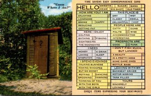 Humour Time Savers Correspondence Card With Outhouse