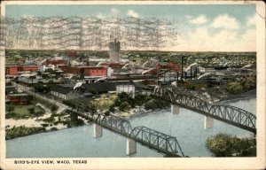 Waco Texas Birdseye View Parallel Bridges c1900-20s Vintage Postcard