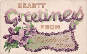 J46/ Albertville Minnesota Postcard c1910 Gold Greetings from Albertville 47