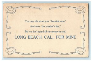 1915 Funny Comic Motto Long Beach California Posted Antique Postcard 