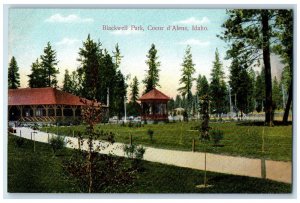 c1910 Blackwell Park Gazebo Field Exterior Building Coeur d'Alene Idaho Postcard 