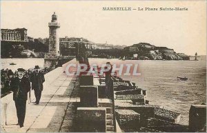 Old Postcard Marseille Lighthouse St. Mary