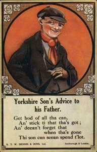 Old England Yorkshire Son's Advice to His Father c1910 Vintage Postcard