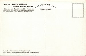 Vtg Santa Barbara County Court House California CA Unused Chrome Postcard