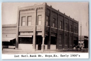 Hope Kansas KS Postcard RPPC Photo 1st Natl. Bank Mt. Early 1900's Vintage