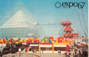 Expo 1967 Montreal, Canada Pyramid Pepsi Sign Fair Rides Chrome Postcard