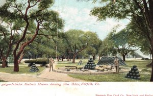 Vintage Postcard Interior Fortress Monroe Showing War Relics Norfolk Virginia VA